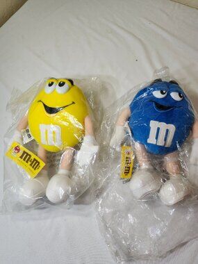Vintage M&Ms Yellow and Blue Candy Stuffed Posable Plush